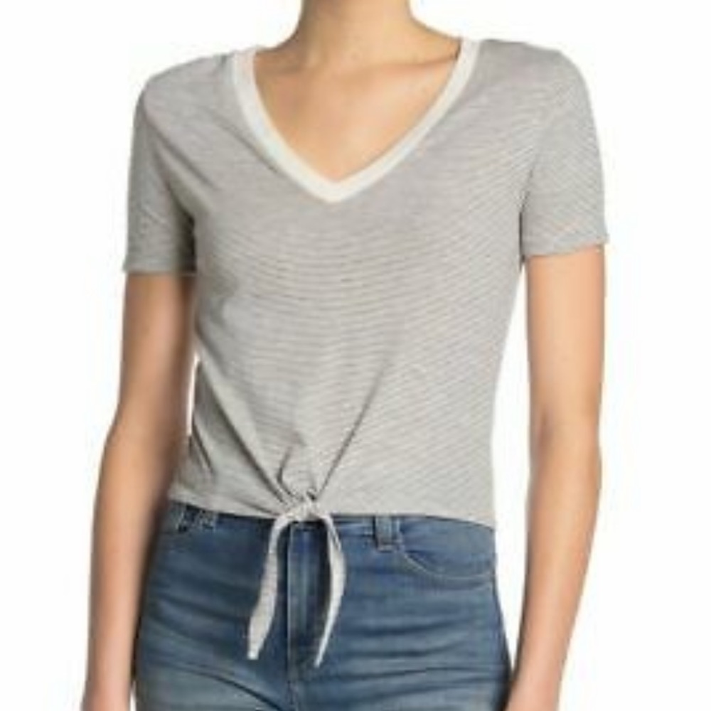 Alternative Seaside Stripe V-Neck Front Tie T-Shirt Medium